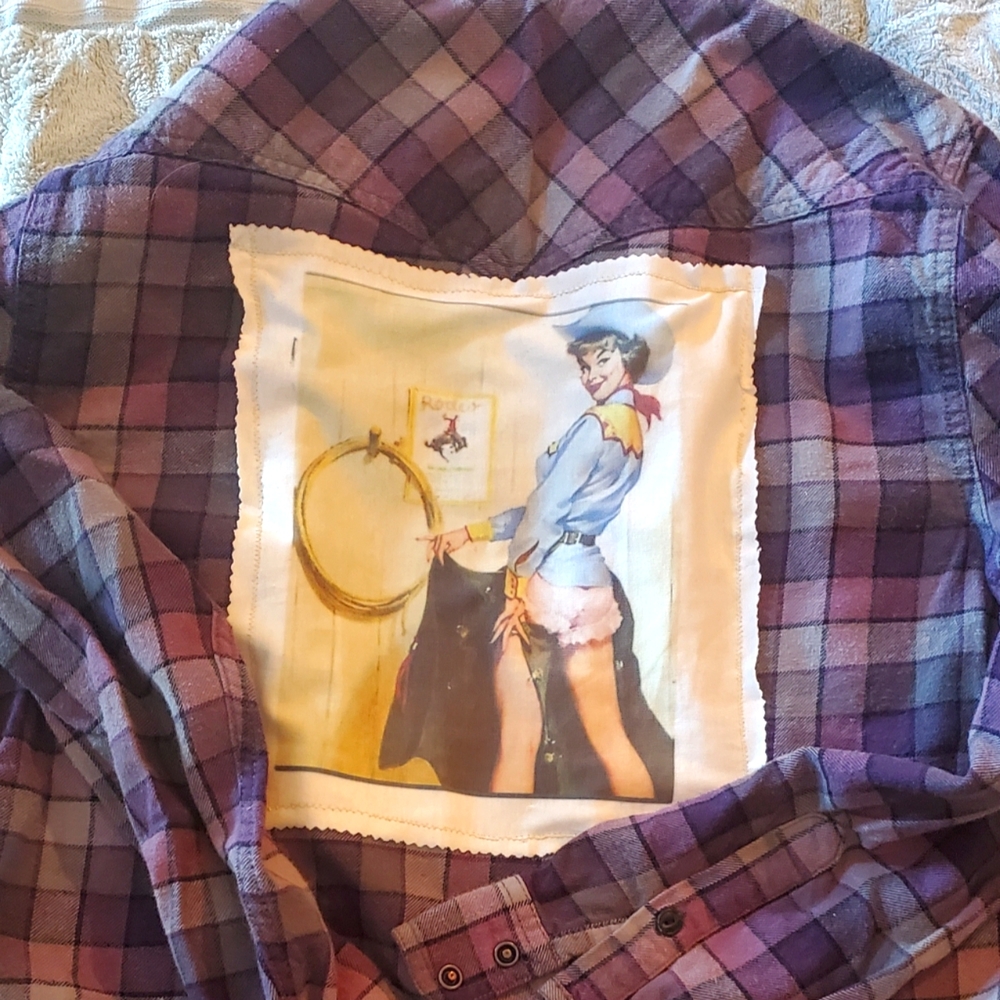 Upcycled medium weight womans flannel shirt